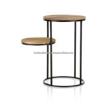 Industrial Round Black Metal Double Layer Coffee Table